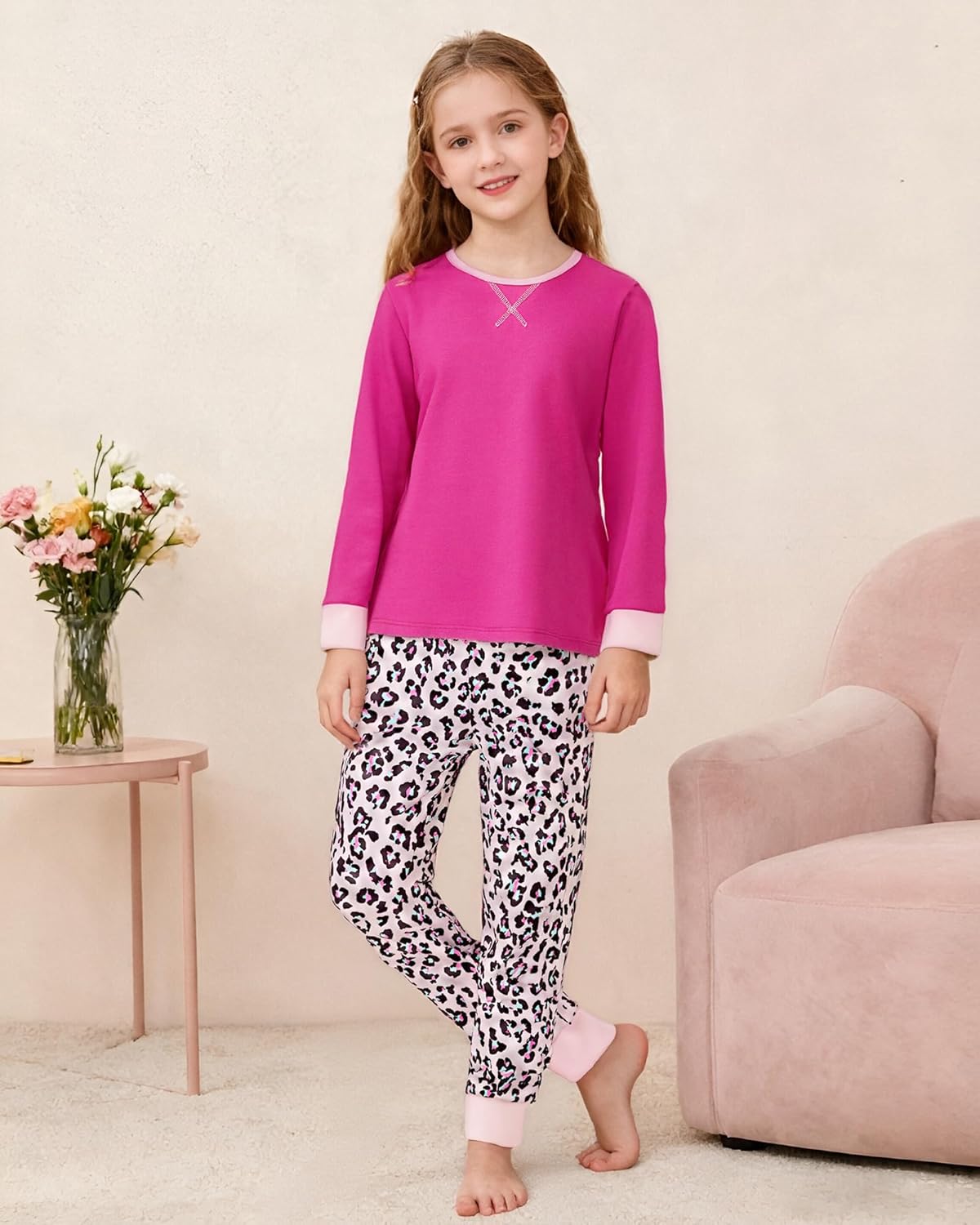 CARETOO Girls Pajamas 2 Piece Long Sleeve Long Pants Pajama Set Kids Cute Pj Soft Holiday Sleepwear Size 7-13 - Image 2