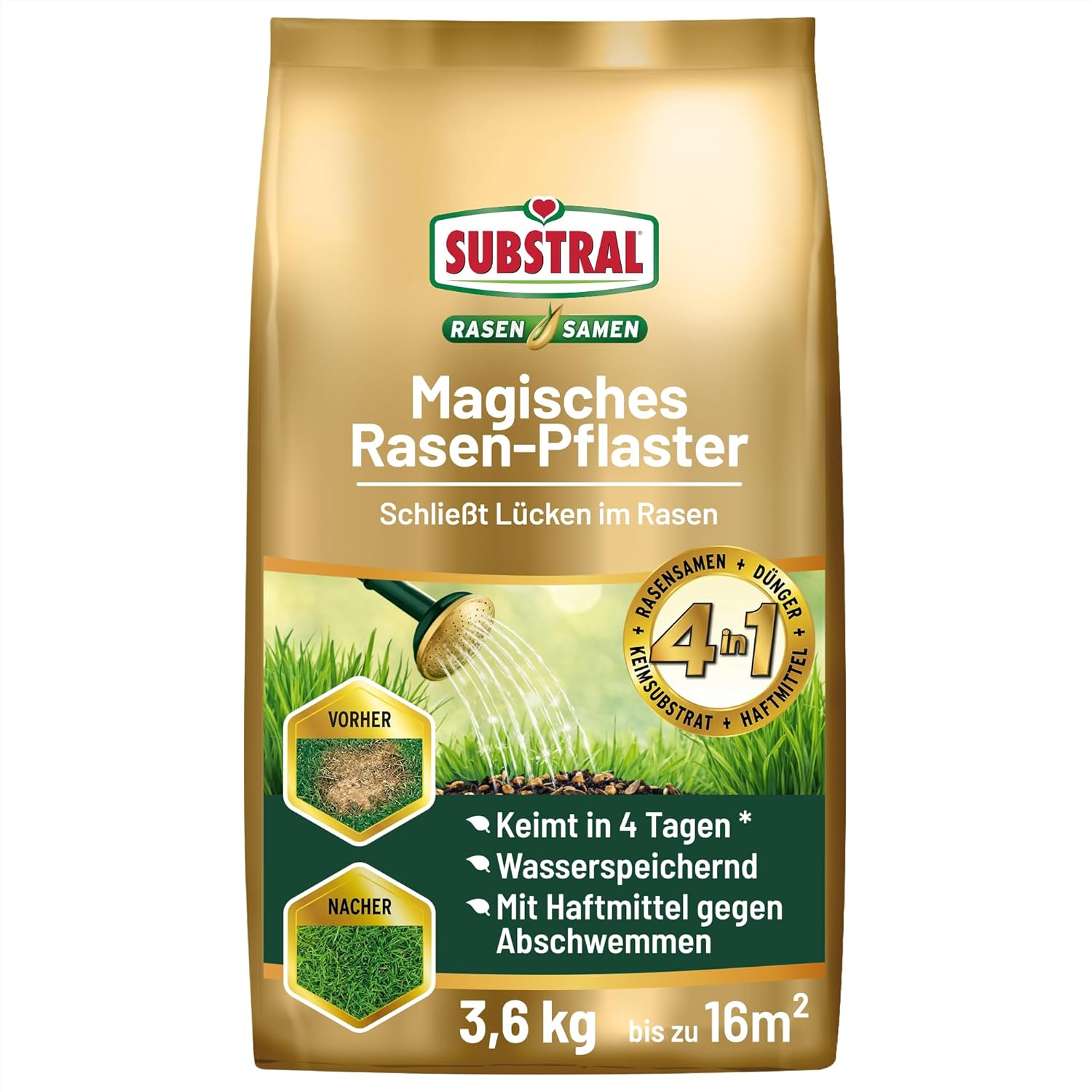 Substral Magisches Rasen-Pflaster, 4in1 Rasenreparatur Rasensamen + Premium Keimsubstrat + Dünger und Haftmittel, 3,6 kg, blau