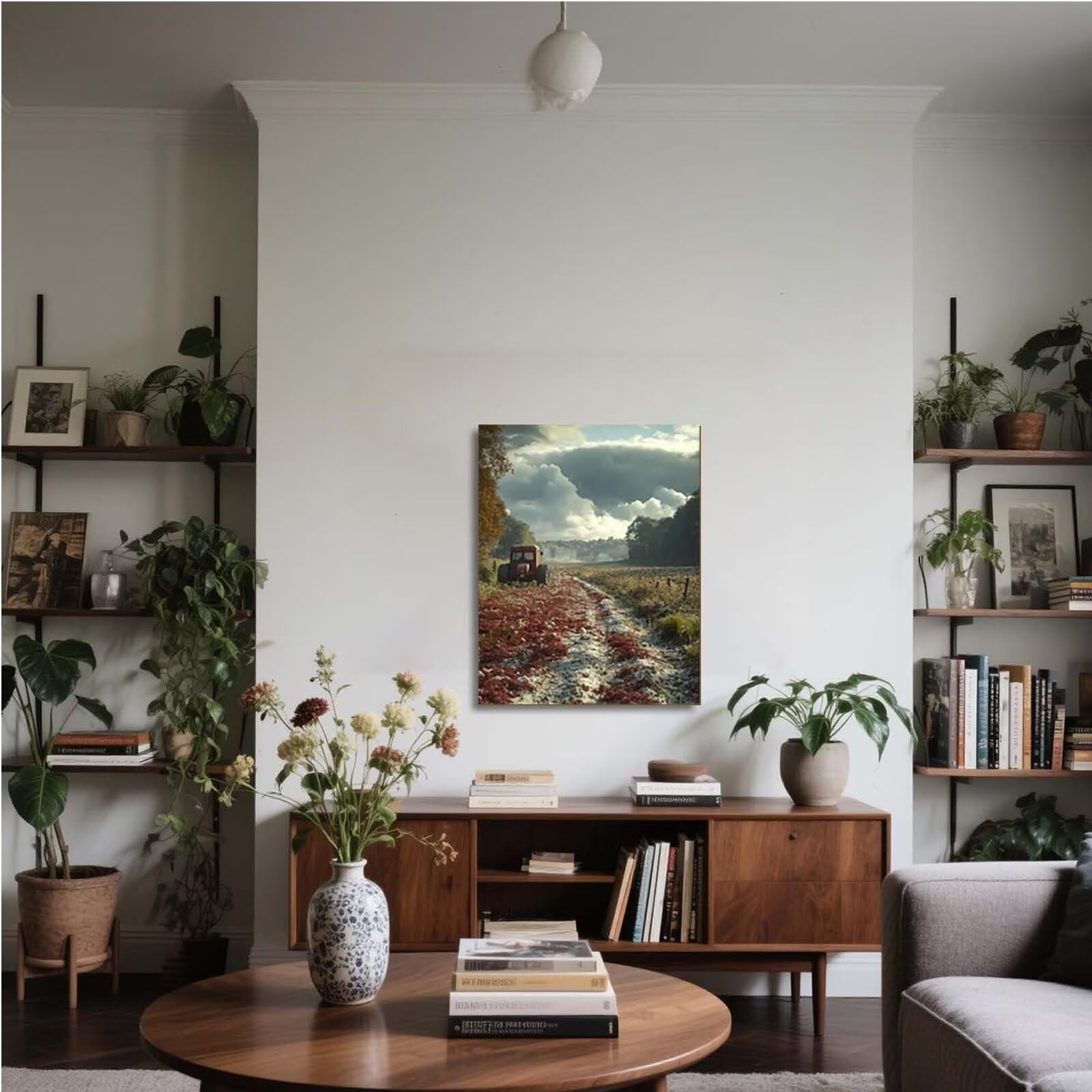 Malen Nach Zahlen Erwachsene mit Rahmen Landschaft Malen Nach Zahlen, DIY Basteln Erwachsene Cloud Leinwand Bilder, Paint by Numbers Handgemalt Ölgemälde Kit, Deko Wohnzimmer Geschenke 60x80cm V-6585