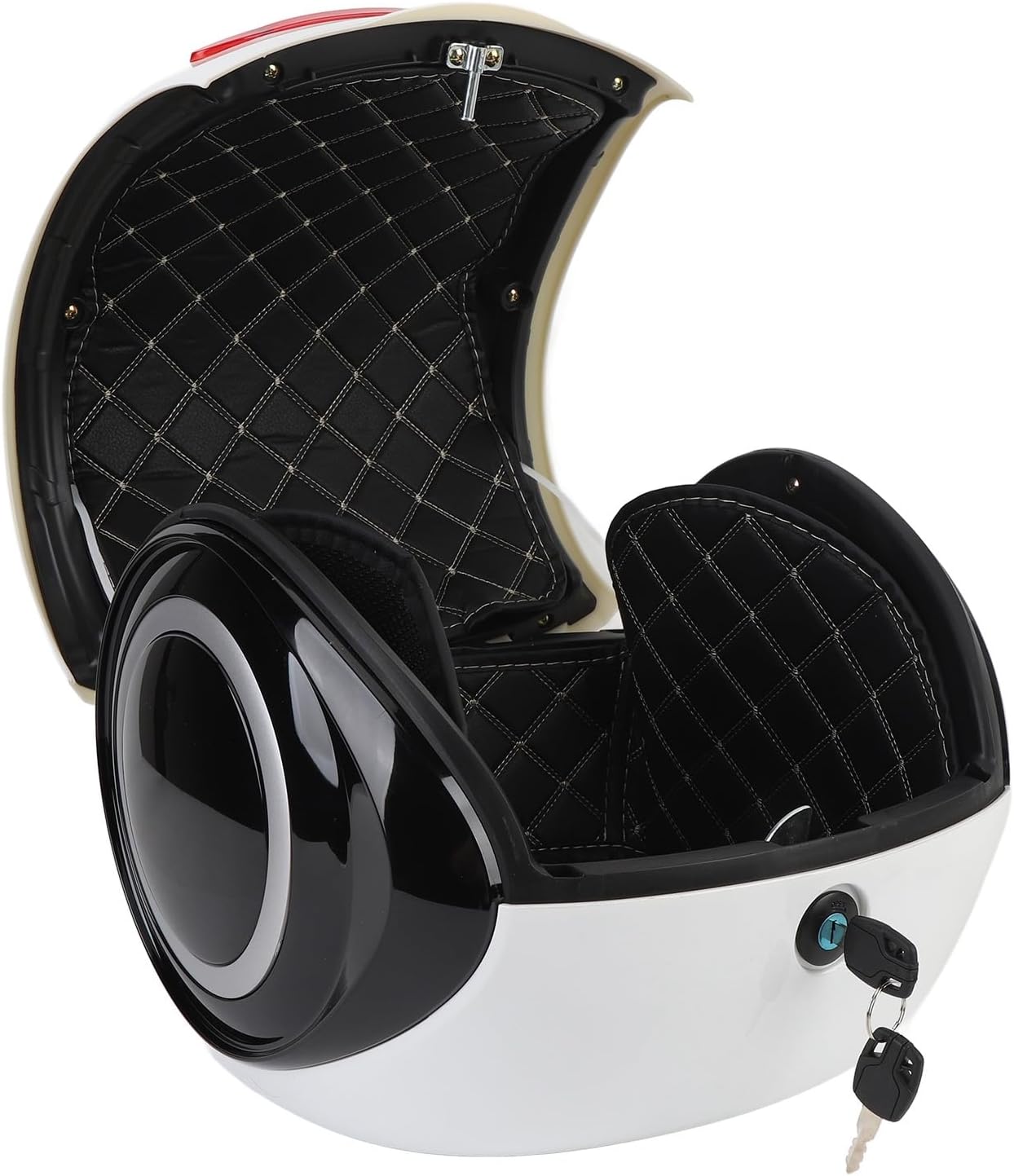 SUNGOOYUE Top Case 32L ABS Top Box with Removable Lining, Universal Fit for Scooter Electric Bike, Durable Storage Carrier with Passenger Backrest (White)