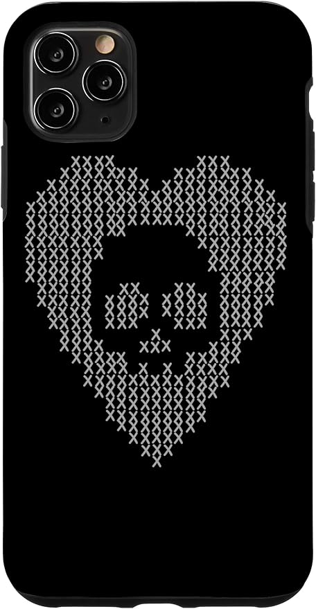 Amazon Co Jp Iphone 11 Pro Max カウントクロスステッチグレーハートスカルデザイン スマホケース 家電 カメラ