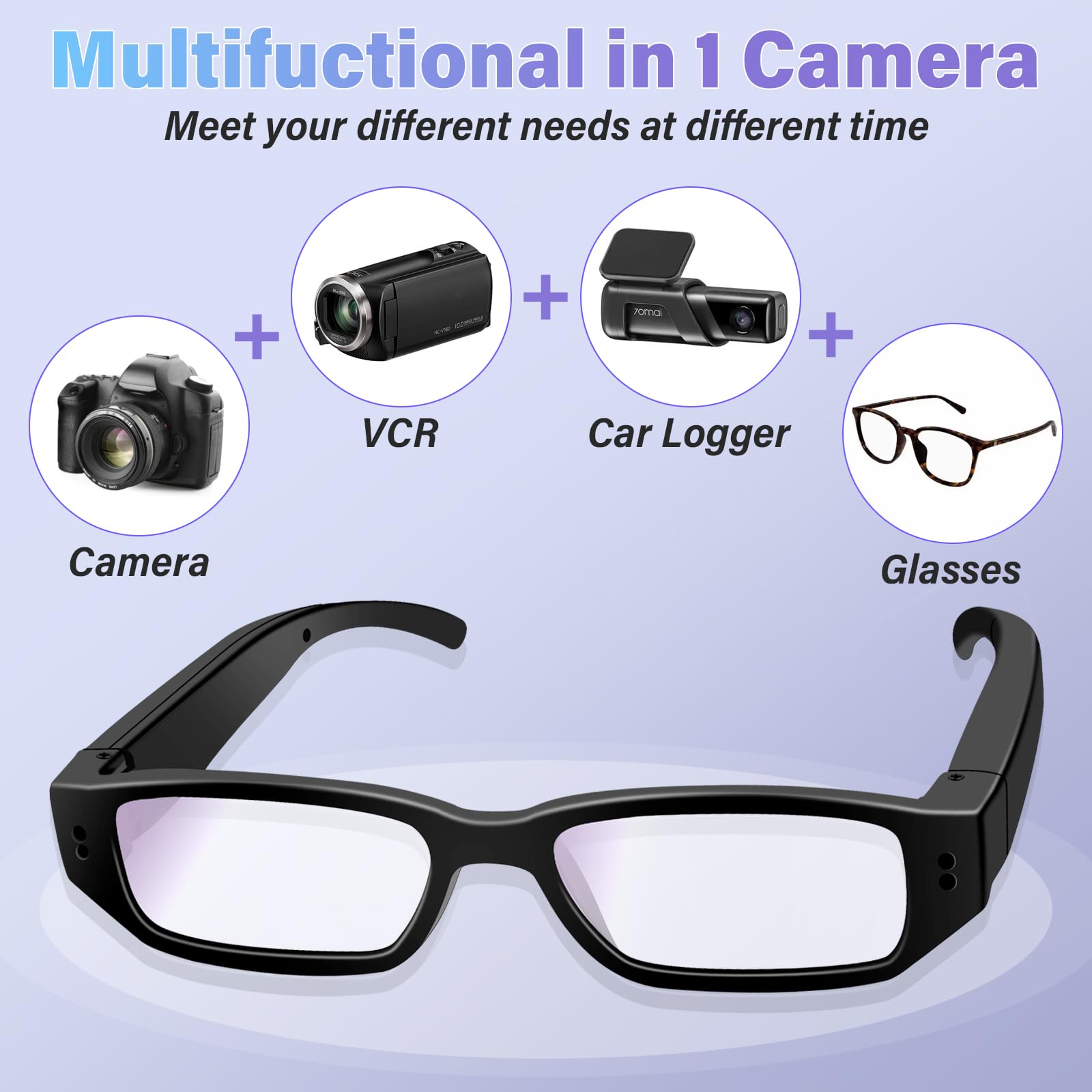 UYIKOO Telecamera Spia Occhiali, 32GB Telecamera Nascosta Bicchieri 1080P HD Spy Cam Invisibile Portatile Action Cam Microcamera Spia Registrazione Video Supporto Fotografia