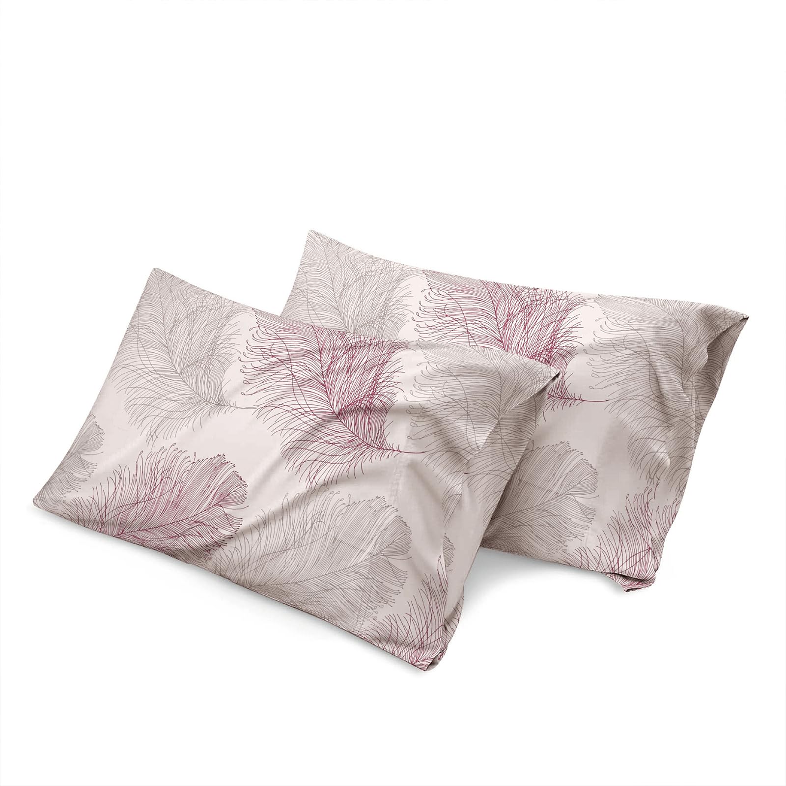 Duvet Cover Set 135x200cm 100% Egyptian Cotton 400 Thread Count Luxury Floral Printed Flower Design Breathable Soft Bedding Set 2 Piece with Pillowcase Machine Washable (Soft Leaf, Pillowcases)