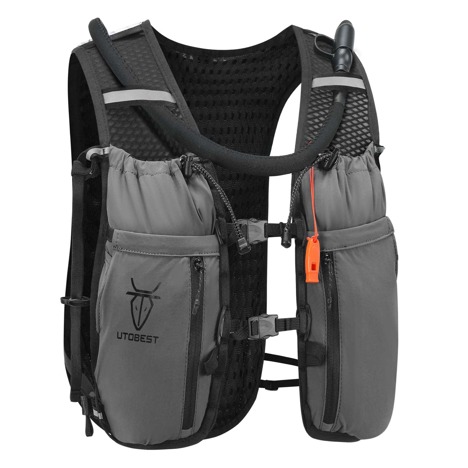 UTOBEST Running Vest Running Backpacks Lightweight Hydration Pack 10L, with 2L Water Bladder, Grey, SM