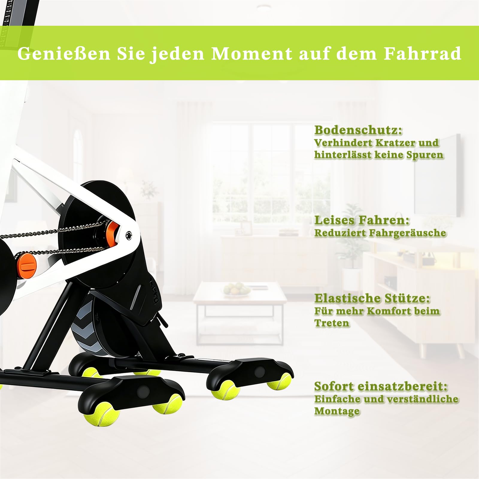 4 Stück Rocker Plate Feet für Wahoo Kickr Core 2 Rollentrainer mit 8 Tennisbällen, Tragbarer Wippplatten-Fahrradtrainer, Indoor Cycling Snap Rocker Feet Adapter fur Indoor-Cycling, Stille-Übung, Mehr