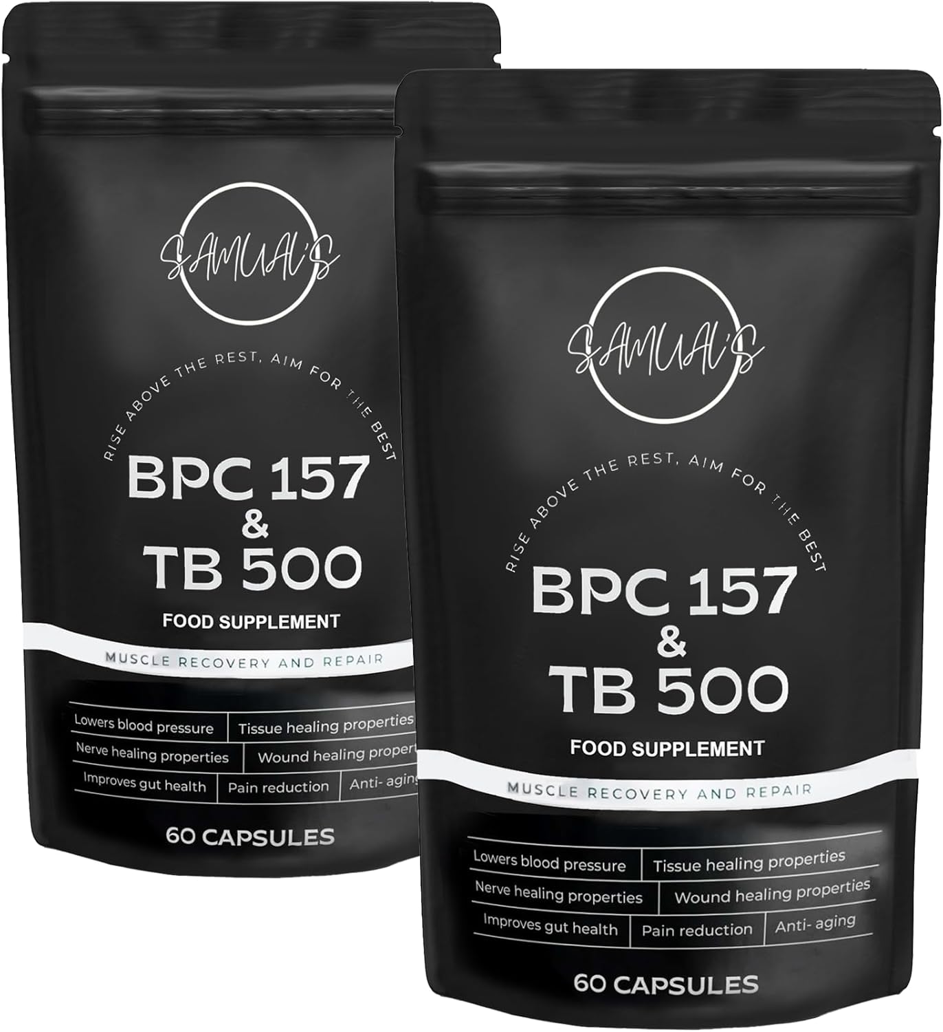 BPC 157 and TB500 Capsules | 1000mcg - High Levels of Oral Peptides BPC &amp; TB 500 | Injury Recovery and Muscle Growth Amino Acids | Double Bundle - 120 Capsules