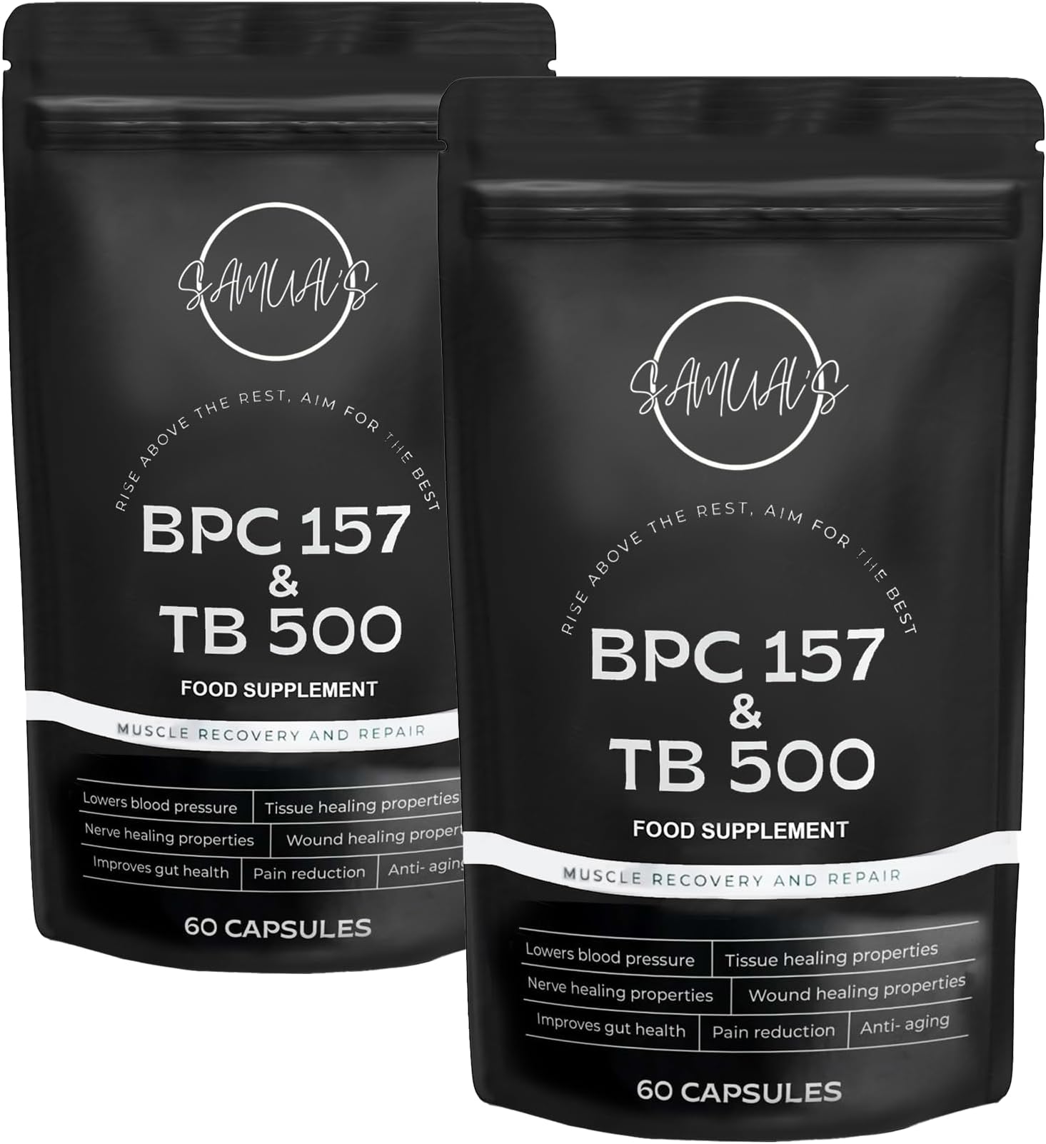 BPC 157 and TB500 Capsules | 1000mcg - High Levels of Oral Peptides BPC & TB 500 | Injury Recovery and Muscle Growth Amino Acids | Double Bundle - 120 Capsules