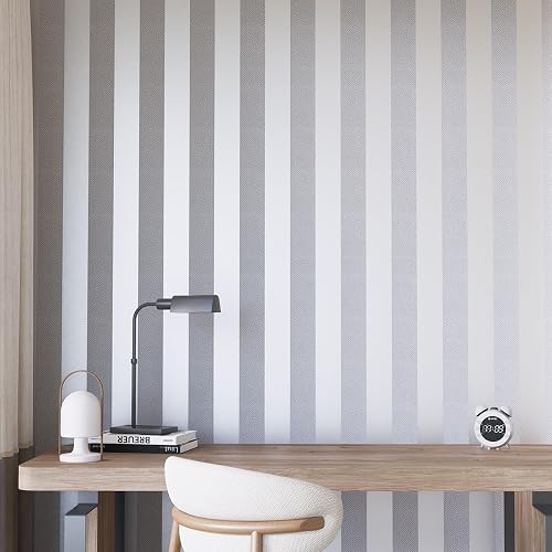 mamonhome Peel and Stick Wallpaper, 20.8" x 393" Metal Lines
