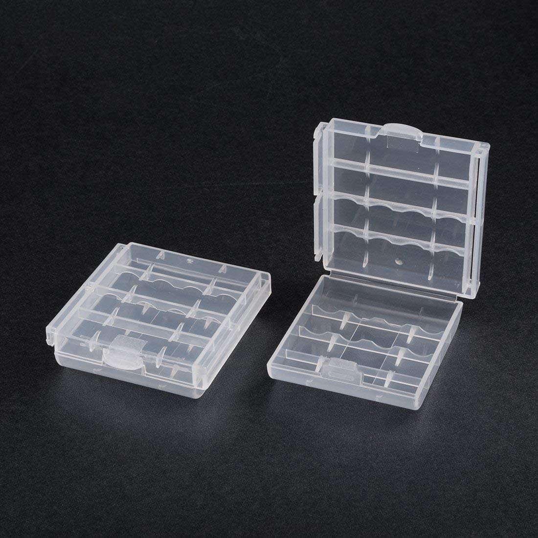 2 x Batterie-Aufbewahrungsbox, transparent, 4 AA-Batterienkapazität