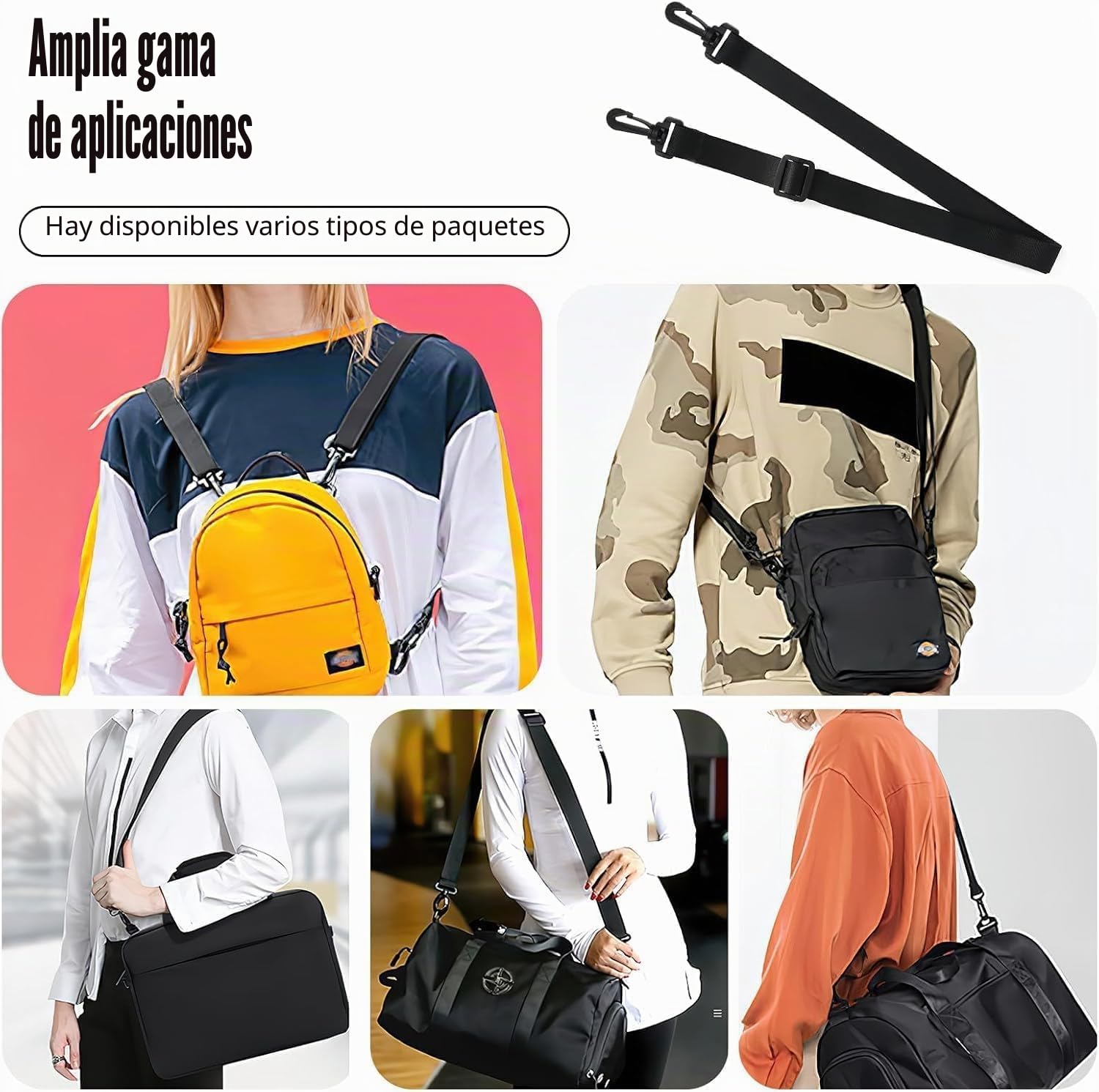 Conjunto de 2 Correas Universales de 25 mm Ajustables 75-135 cm - Correas Negras con Hebilla de Plástico Duro - Renueva tus Accesorios con Este Juego de Correas para Bolsas y Mochilas