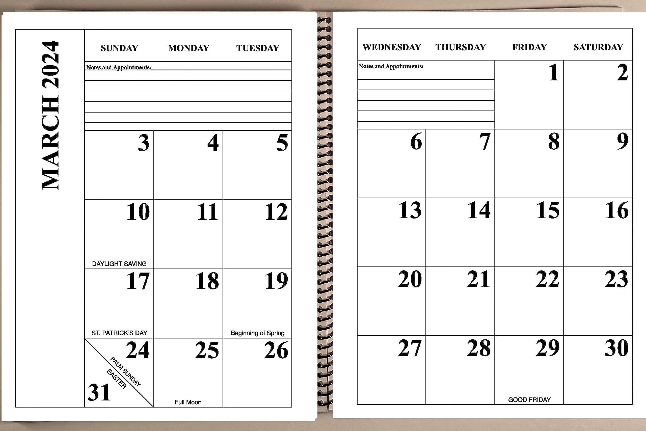 Amazon.com : jumbo large print desktop calendar 2024 : office products