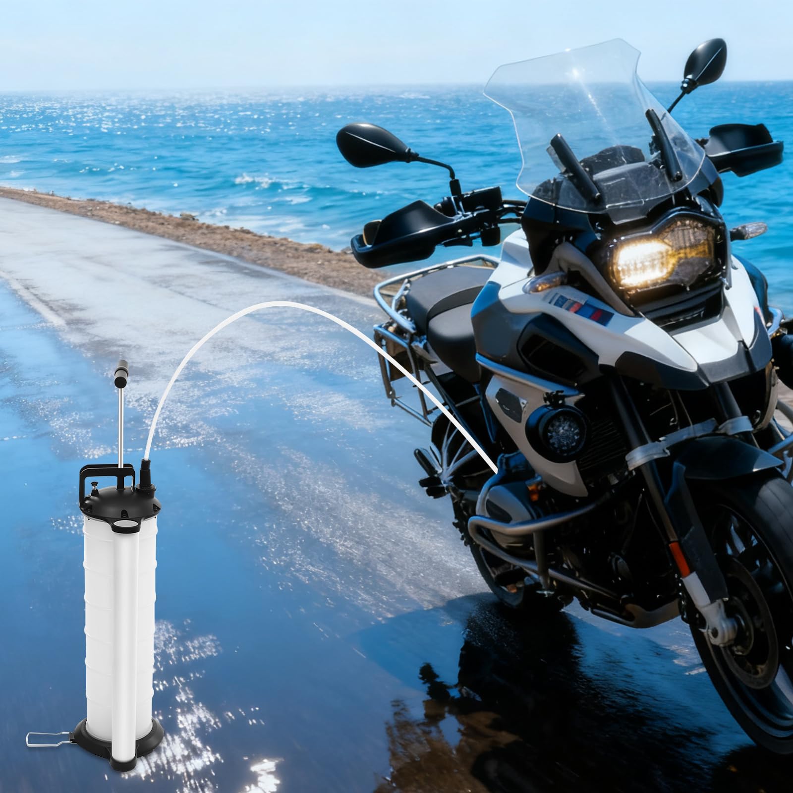 Aspirador manual de aceite de motor de 6,8 l, bomba de extracción de cambio de aceite con 4 mangueras, bomba de transferencia de aceite para engranajes, aspiradora, 24,5 x 24,5 x 65 cm