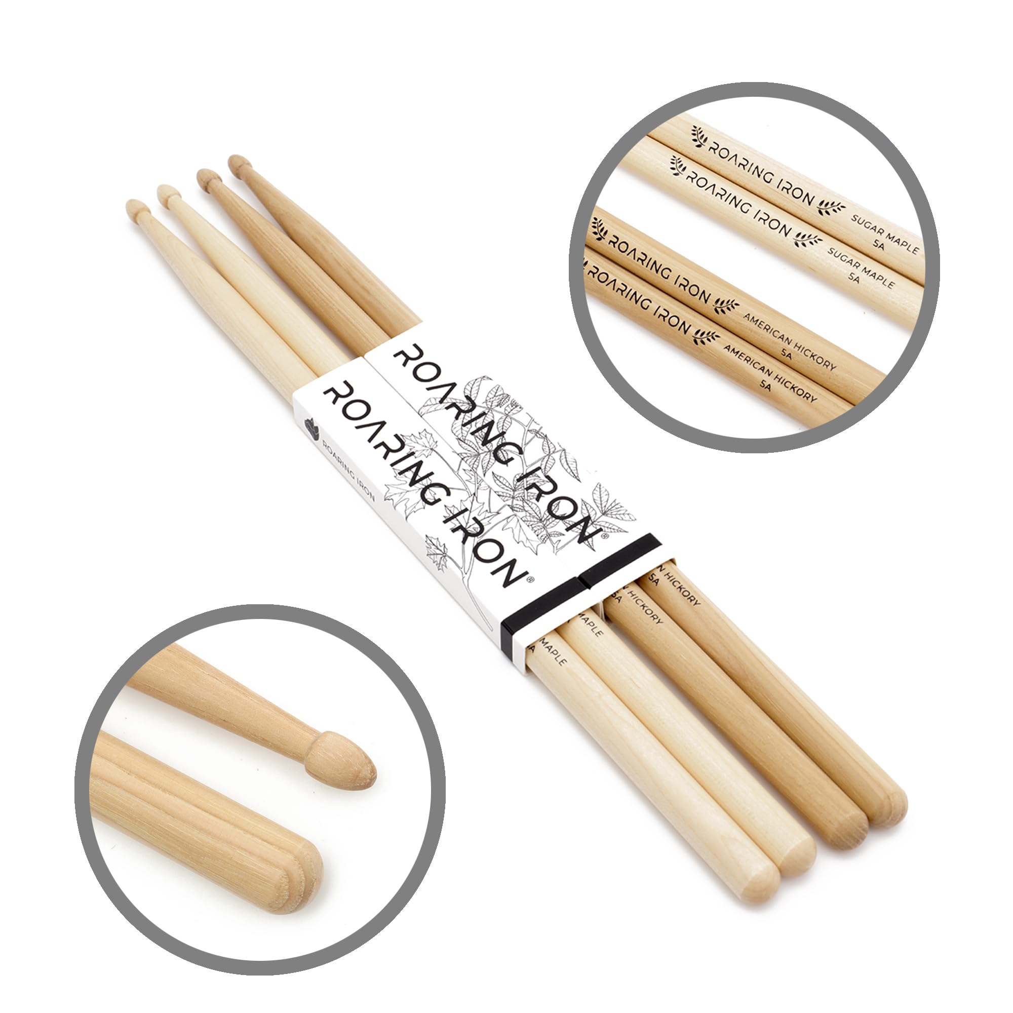 Set mit Marmormuster Leder Drumstick Tasche mit 5A Hickory Drumsticks, 5A Maple Drumsticks, Drum Brushes, Rute Sticks und Drum Key