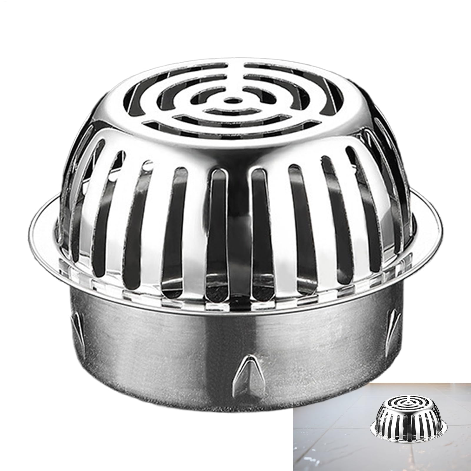 Tapa De Desagüe - Colador de Sumidero para Suelos de Restaurantes,Recoge Pelos Abovedado En Acero Inoxidable Evita Obstrucciones para Interior Y Exterior
