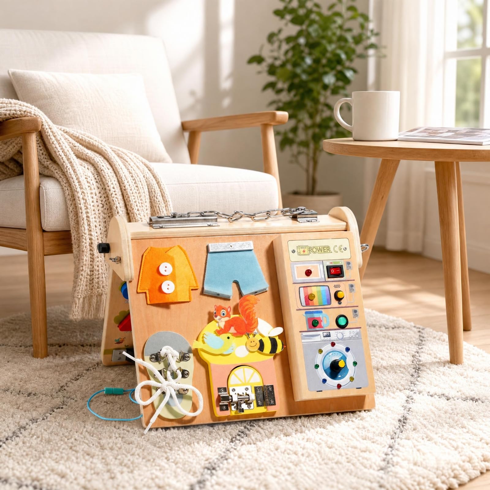 predolo Busy Board Pieghevole Portatile Tavola Multiattività Sensoriale Busy Board Educativo per Bambini