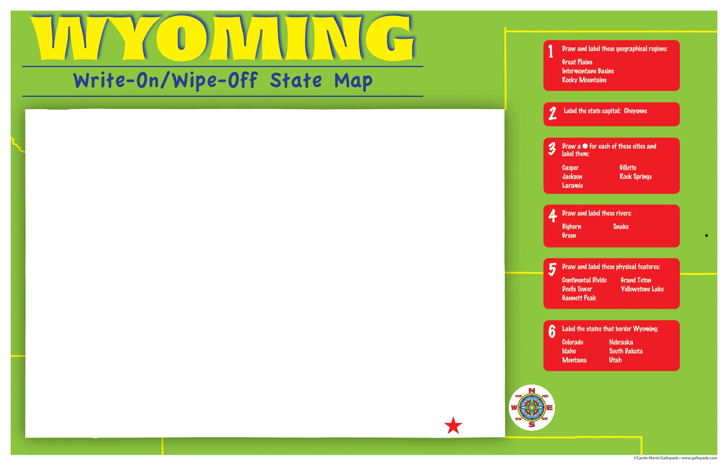 Gallopade Publishing Group Wyoming Write-On/Wipe-Off Desk Mat, State Map (9780635107275)
