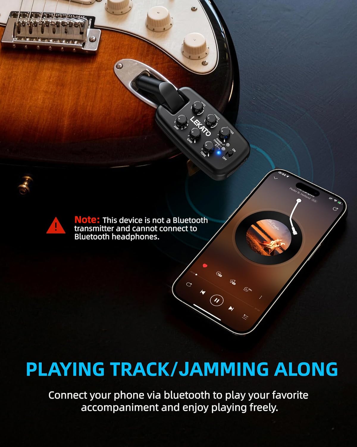 LEKATO PA-2 connected via Bluetooth to a smartphone