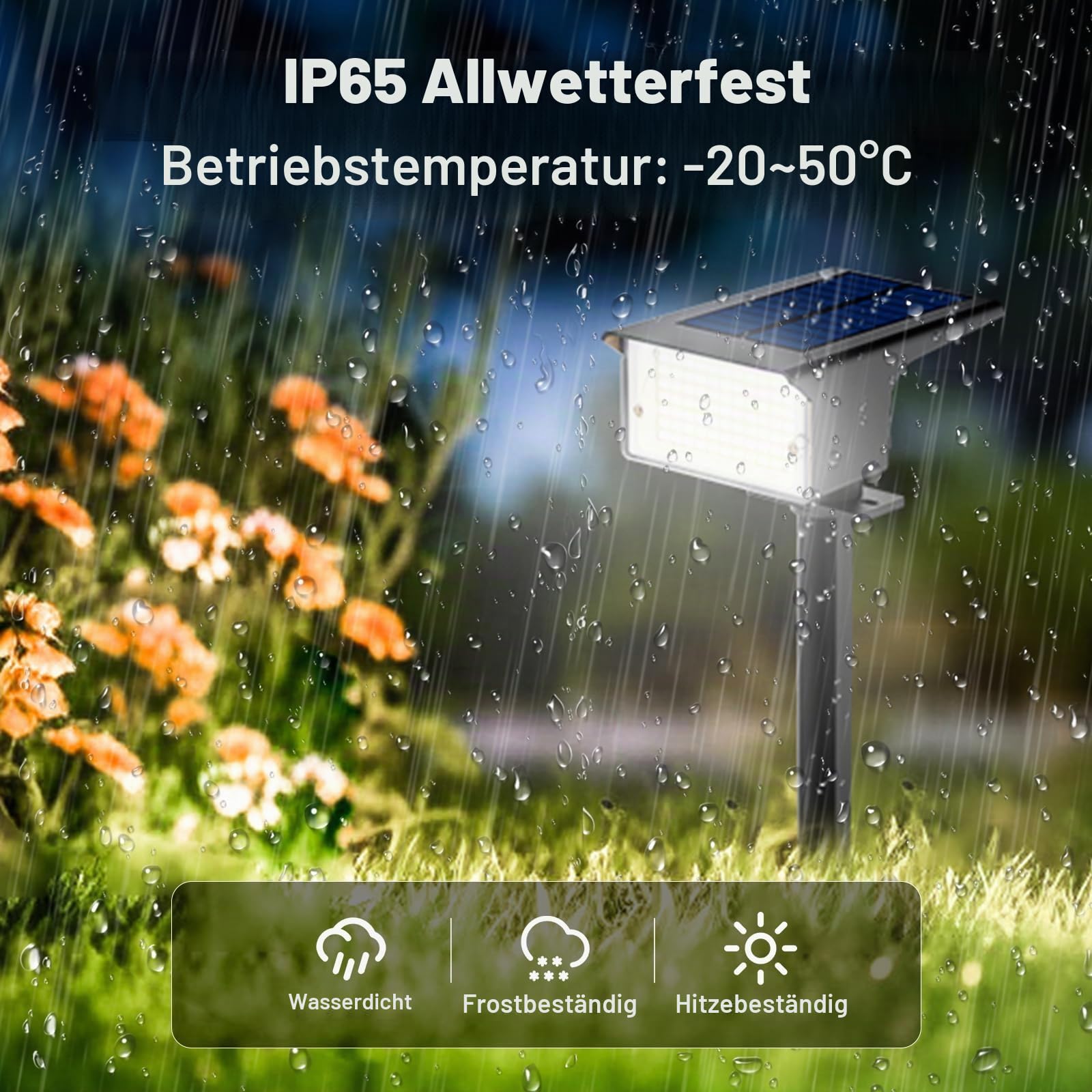 kolpop [6 Stück/ 77 LEDs Solar Gartenleuchten für Außen, 6000K Kaltweiß Baumbeleuchtung, IP65 Wasserdicht, 3 Modi, 800LM Solar Strahler, Dusk to Dawn Solarlampen für Hof Weg Outdoor Pflanzen