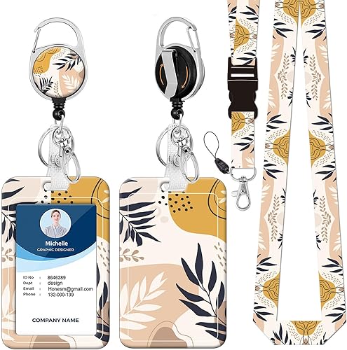 Soporte para tarjetas de identificación con cordón, carrete retráctil con clip giratorio para cinturón, llavero y cordones desmontables, carretes