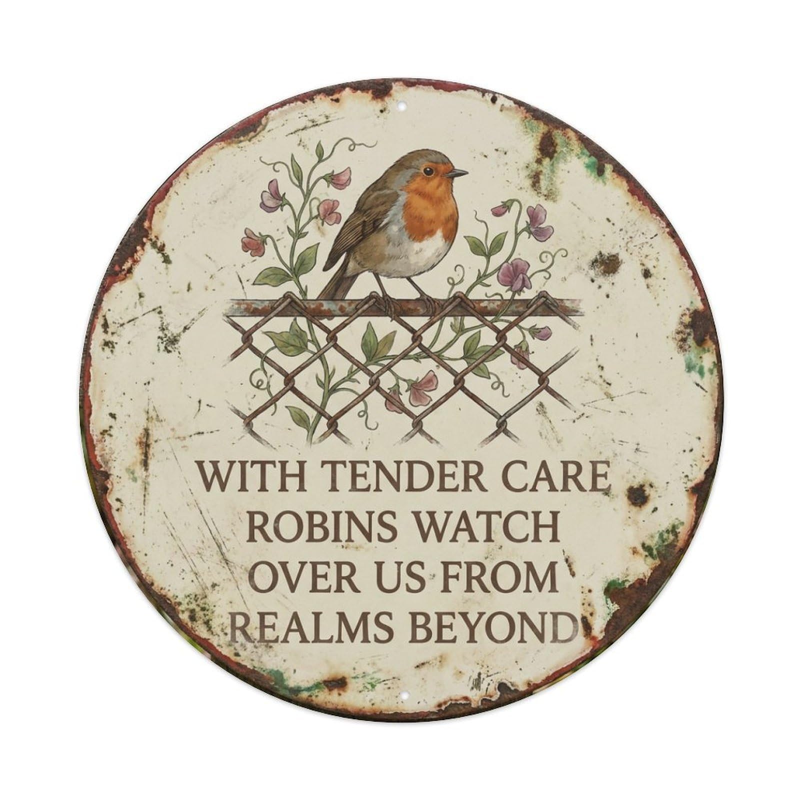 Tgrcjimh Style. Vintage Robin Bird Garden Quote Tender Metal Tin Sign