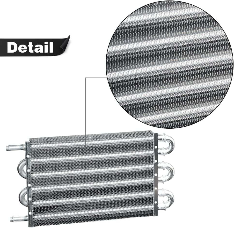 G-PLUS 6 Row AN6 Aluminum Engine Transmission Racing Oil Cooler with Mounting Kit Silver, Compatible with Universal Car Truck Trans Full
