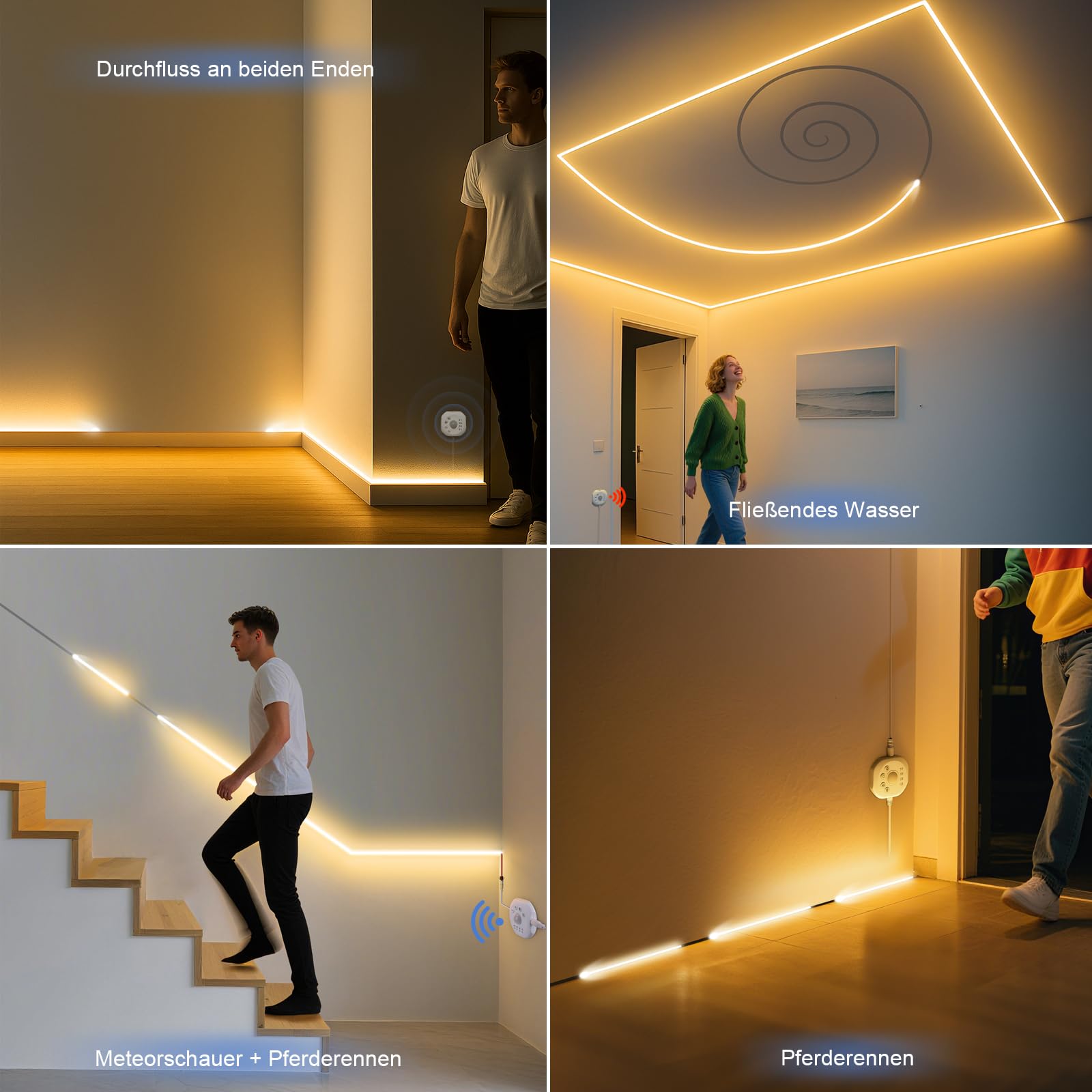 AIMENGTE COB LED Streifen, 5 m Warmweiß LED Treppenbeleuchtung mit Bewegungsmelder, Ausgestattet mit Zwei Beleuchtungsmodi, für Unterschränke, Küche, Treppen, Schlafzimmer