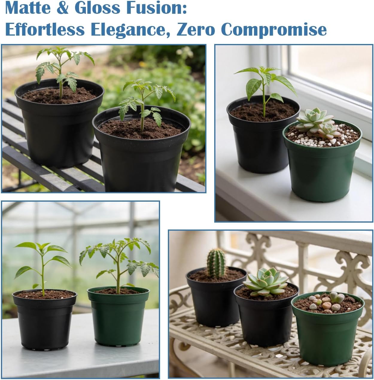 RooTrimmer 3 Inch Plastic Nursery Pot with Drainage, Raised Base - Black Flexible Planters for Seedlings, 100 Pack, Durable & Lightweight for Indoor/Outdoor Gardening​