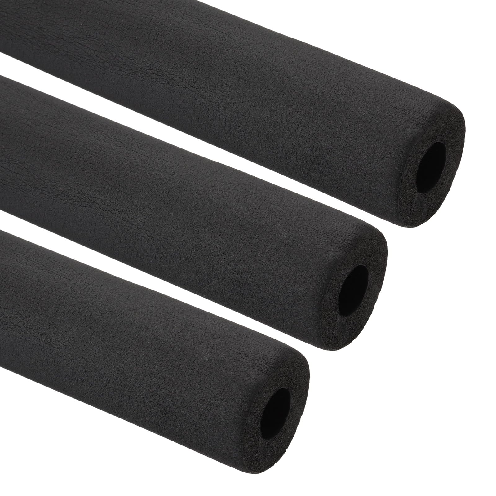 PATIKIL 5/8"(16mm) ID x 6.6Ft Pipe Insulation Foam Tube, 3Pcs Pipe Cover Wrap Roll Bar Padding Tubing for Handle Grip HVAC Outdoor Air Conditioner Units, Black