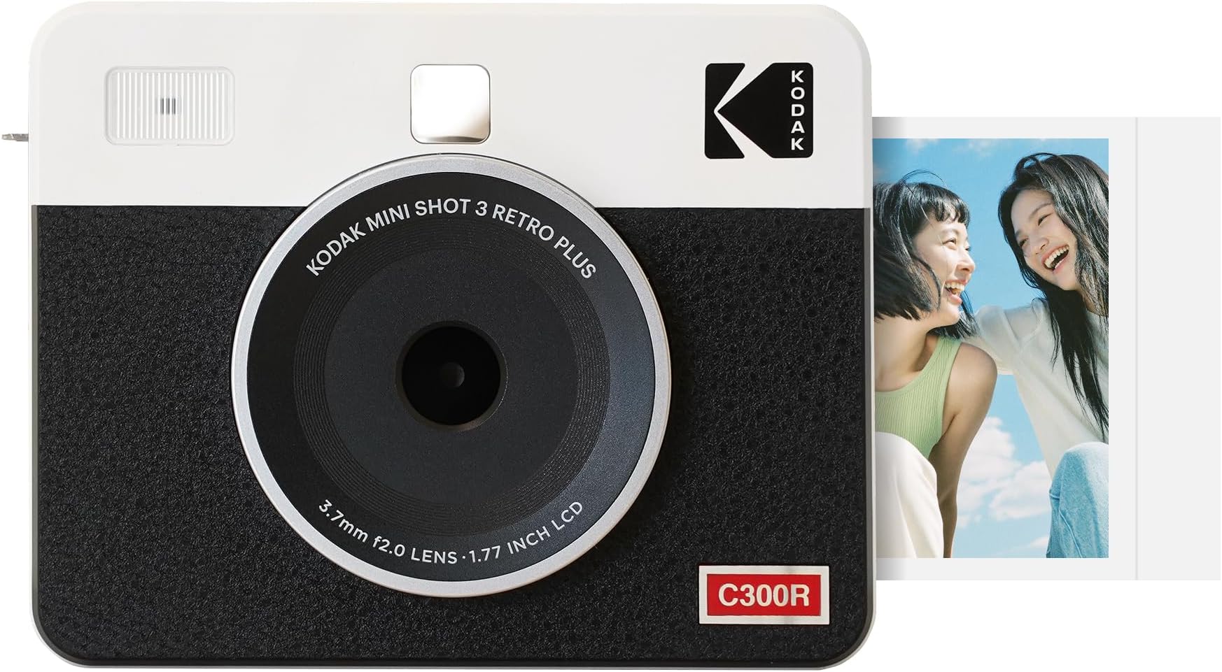 Kodak Kodak Mini Shot 3 Retro 4PASS 2-in-1 Instant Camera & Photo Printer, 3 x 3 in (7.6 x 7.6 cm) + 8 Cameras, White