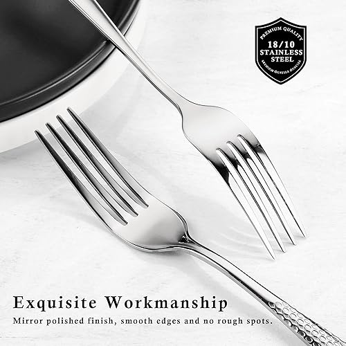 Miniatura 3 de Tenedores de cena, 30 tenedores de acero inoxidable con mango martillado, pulido y apto para lavavajillas, tenedores de mesa para el hogar, cocina,