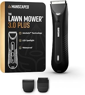 MANSCAPED® The Lawn Mower® 3.0 Plus Groin & Body Hair Trimmer – Updated SkinSafe® Trimmer Blade, Waterproof Wet/Dry Groomer, USB-C Rechargeable, Men’s Wireless Ball Shaver, Tuxedo Black