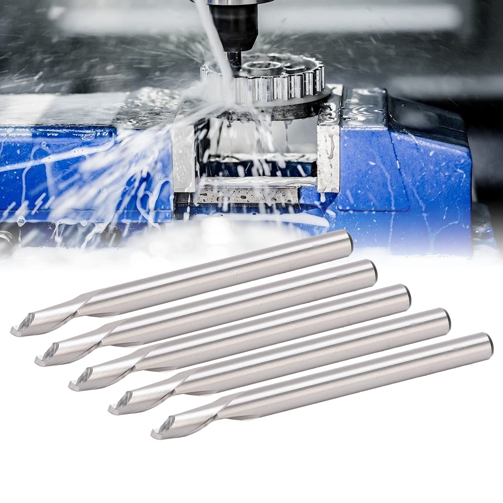Juego de 5 piezas de fresadora CNC de extremo en espiral de acero de alta velocidad con vástago de 8 mm y 1 flauta para carpintería y publicidad Fresadoras CNC