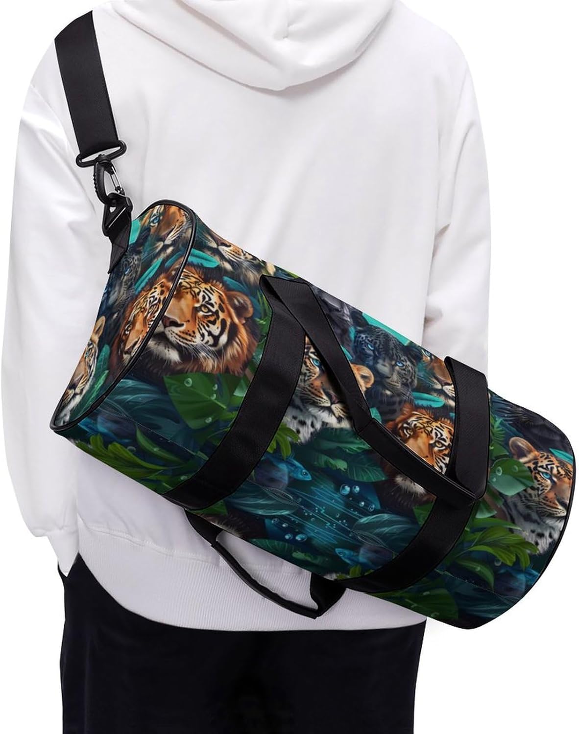 Wild Animals Tigers Leopard Gym Sport Bag Travel Duffle Backpack Weekender Overnight with Shoes Compartment for Women Men