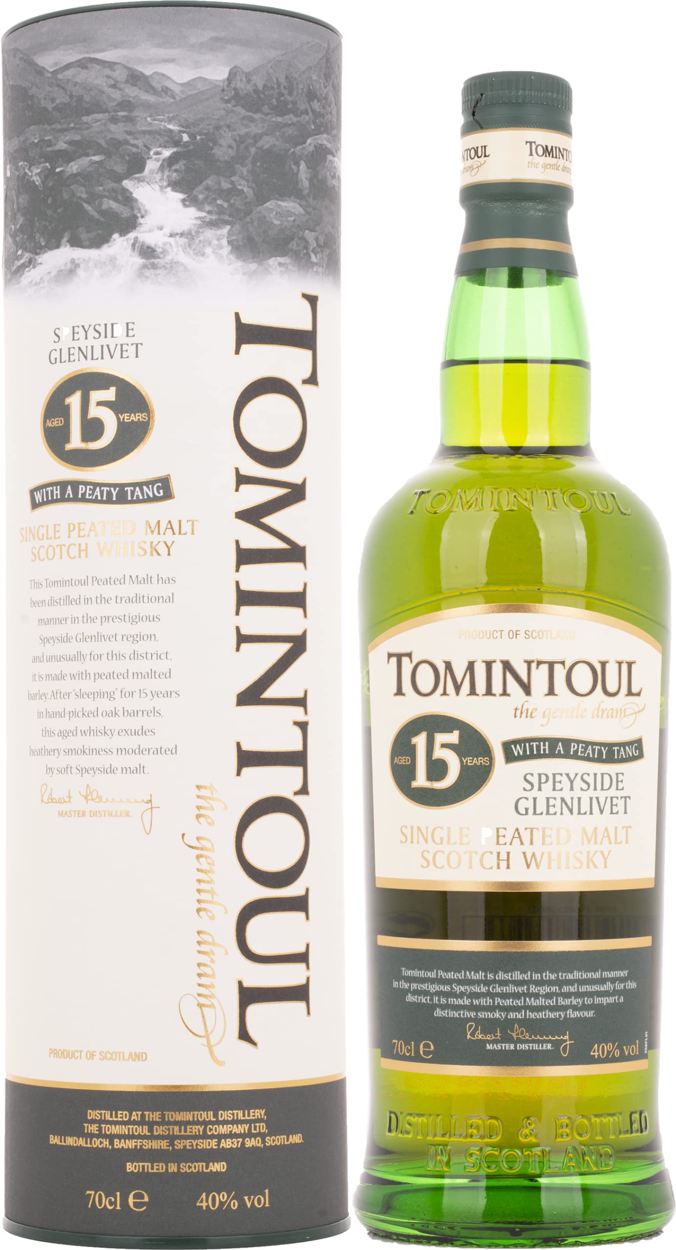 Tomintoul 40% ABV 15 Year Old With A Peaty Tang, 70 cl
