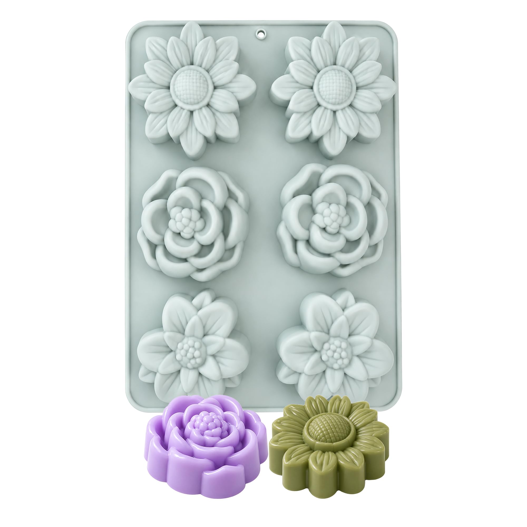 6 Cavity Flower Silicone Soap Mould for Handmade Soap, Bath Bomb, Wax Melt, Candle, Resin, Clay, Lotion Bar & DIY Craft Making, Reusable Flexible Non-Stick Mould-image-26