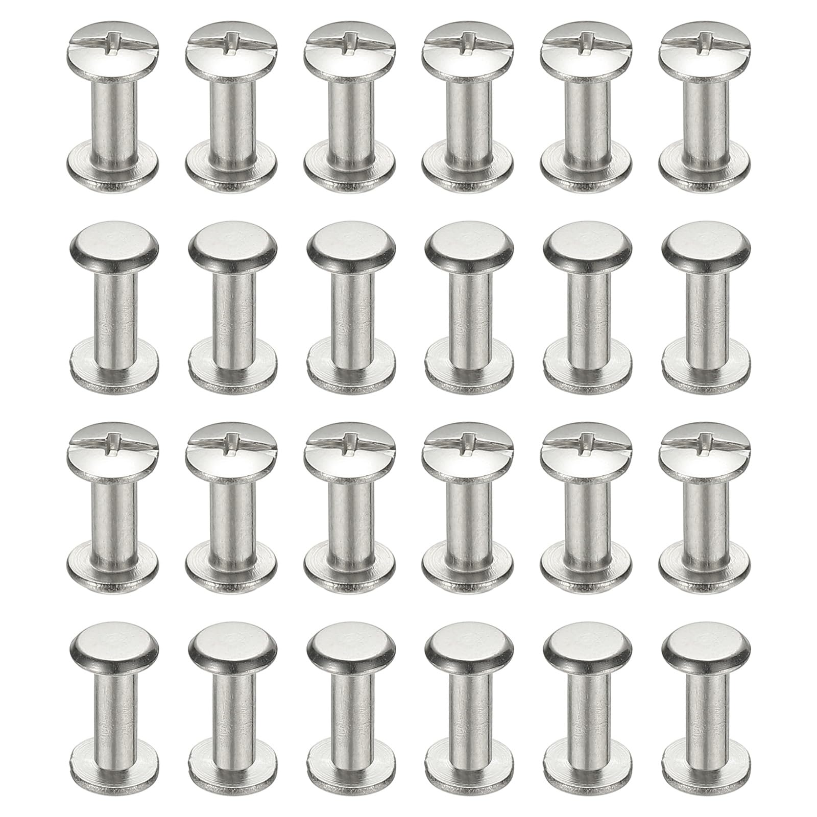PATIKIL 24 Sets Chicago Screws, 3x8mm(DxH) Chicago Screws Phillips Binding Post Screw Bolts Leather Rivets 304 Stainless Steel Fasteners for Leather Belt Scrapbook Photo Albums, Silver โ image 1