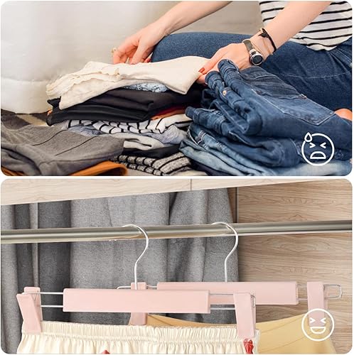 Miniatura 5 de Perchas para pantalones, soportes para faldas que ahorran espacio con ganchos giratorios de 360, clips ajustables, perchas para pantalones, perchas