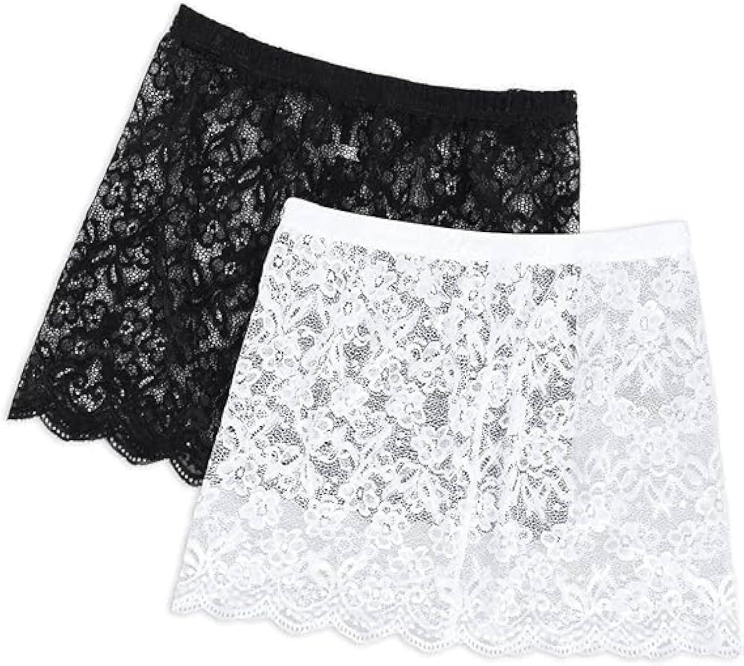 KASTWAVELace Shirt Extender for Women, Adjustable Lace Skirt Layering Fake Tops Lower Sweep（2 Pack）