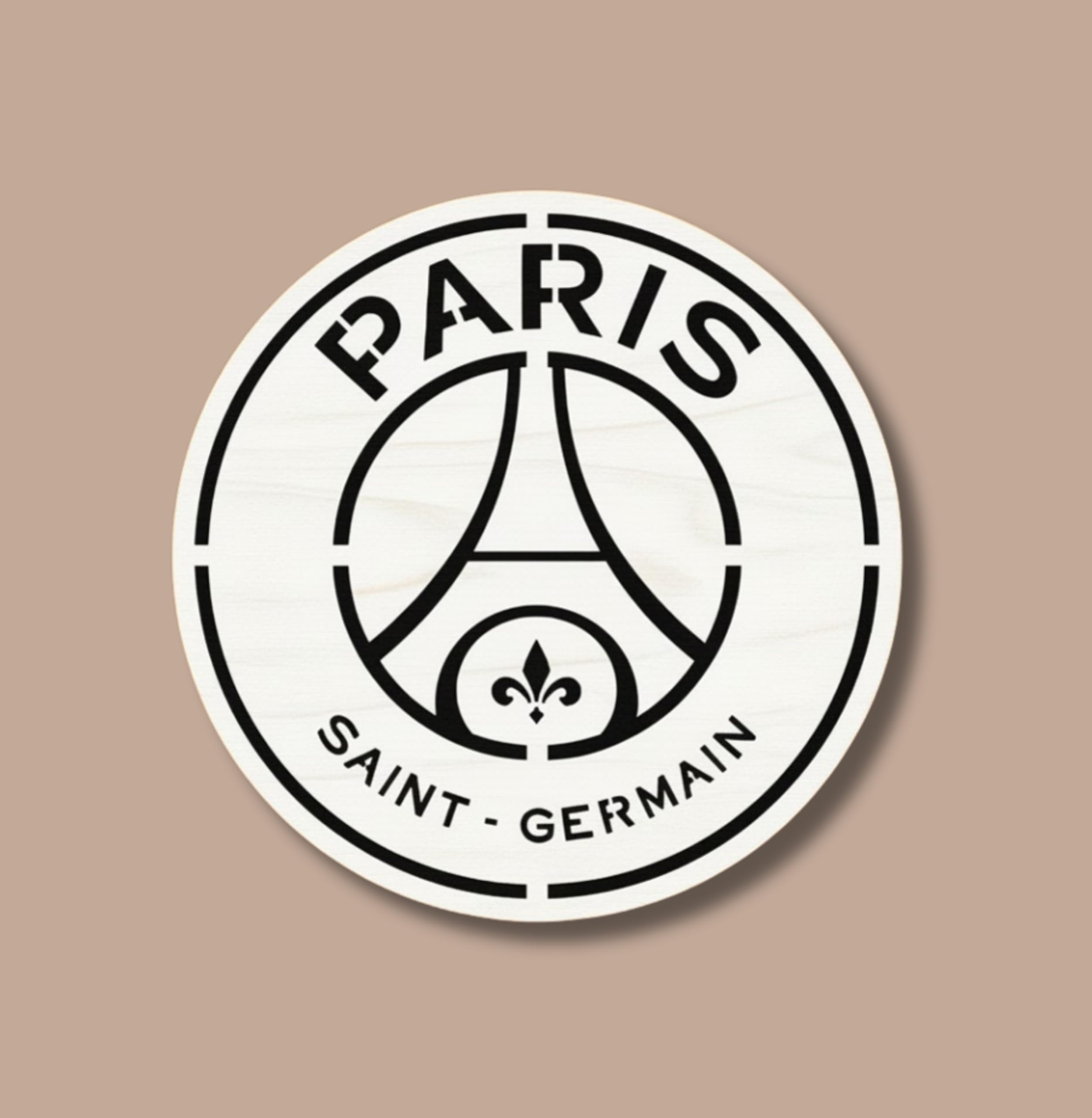 TWIGGY Wooden Football Club Logo Wall Decor | Stylish Hanging Plaque for Living Room, Bedroom & Office |Premium Aesthetic Gift for Football Lovers(Paris Saint-Germain F.C.,White Oak Multilayer Finish)