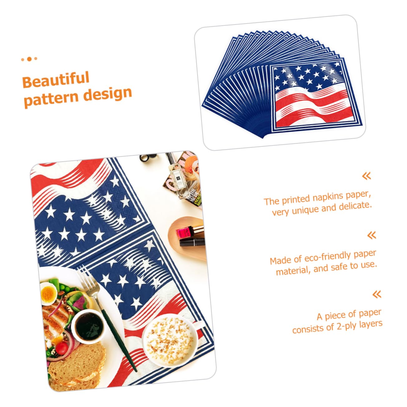 PLAFOPE 120 Piezas Servilleta De Papel 4to Servilletas De Americana Servilletas De Papel Decoración Nosotros Diseño De La Americana De Cena A Nosotros