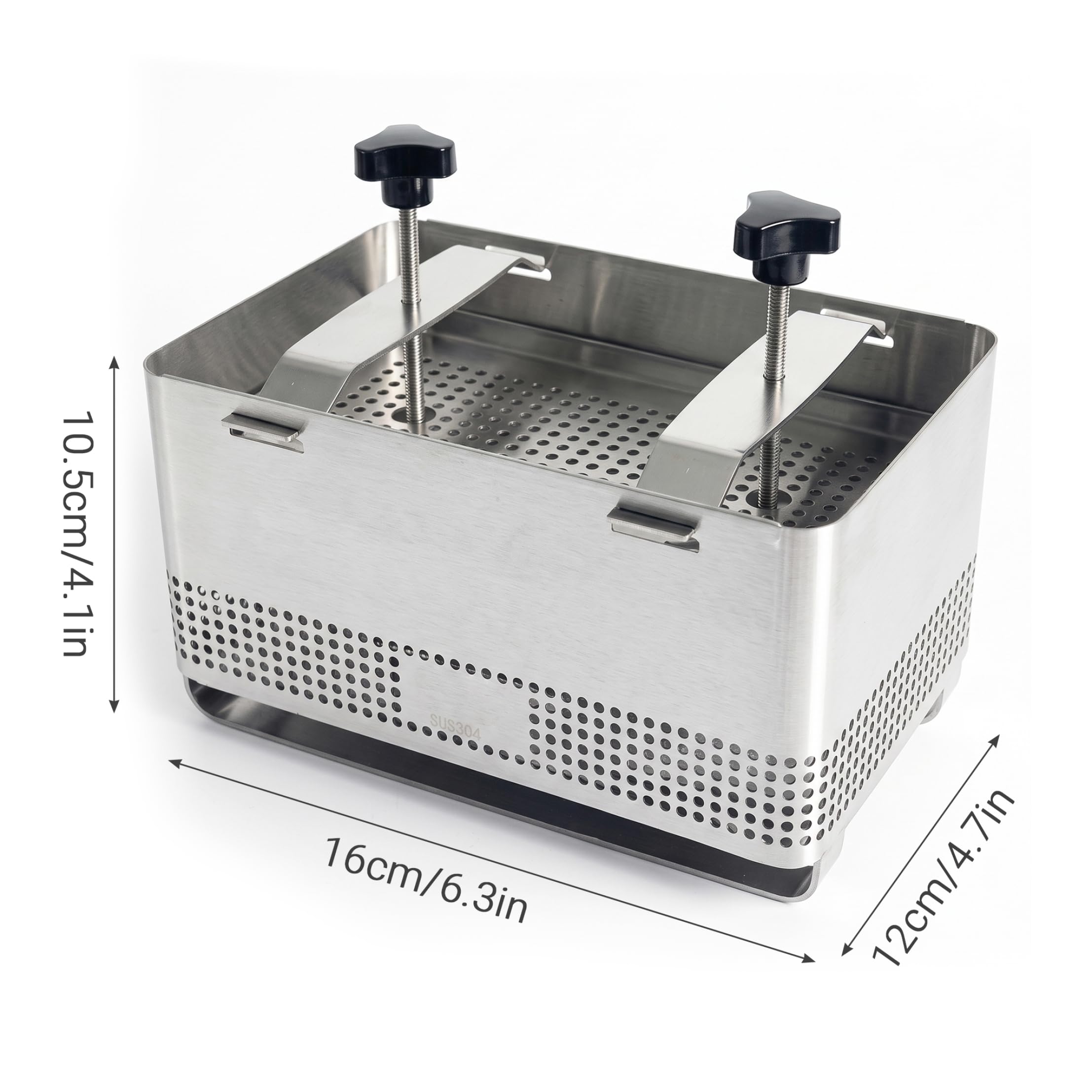 Tofu-Presse aus Edelstahl, verstellbare Paneer- und Käsepresse mit Filterbeutel, Gaze und Abtropfschale für hausgemachten Käse, Silber
