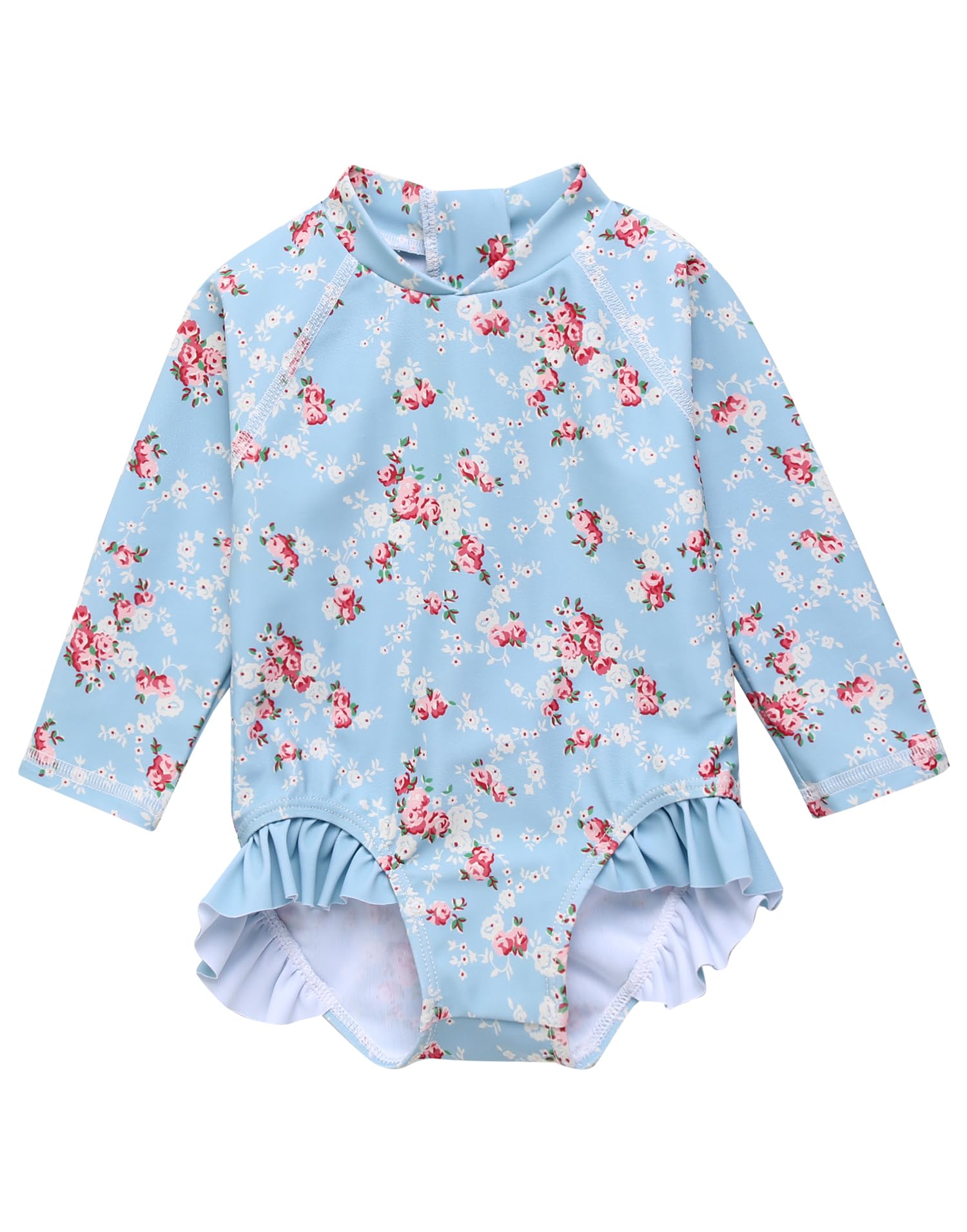 VAENAIT BABY Girls One-Piece Swimsuit, UPF 50+ Long Sleeve Rash Guard, Ruffle Swimwear Infant &amp; Toddler for 0-2 Years