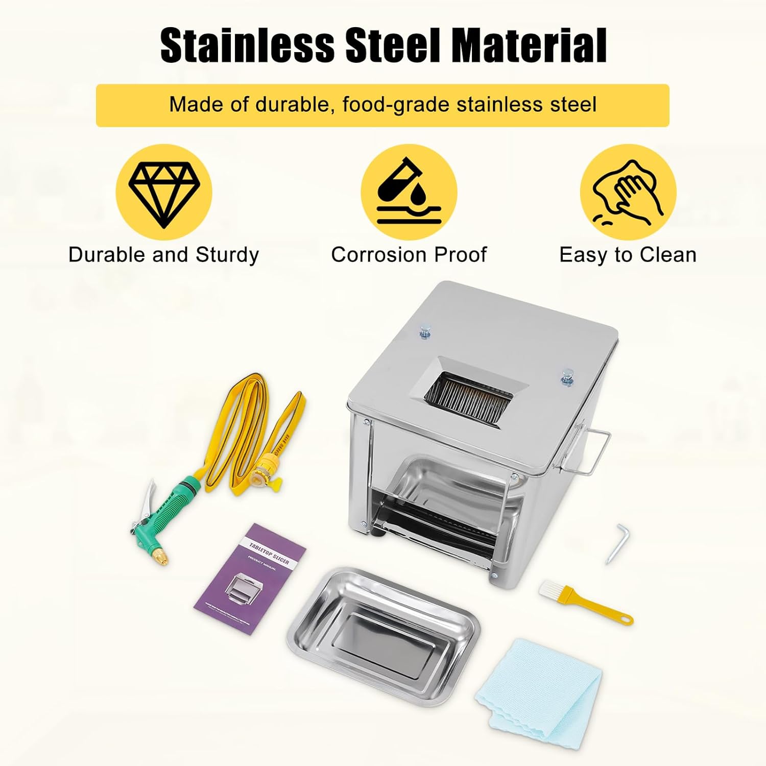 Electric Meat Cutter Machine, 850W 7mm Jerky Slicer Machine 330lb/h Meat Cuber Machine Electric Meat Cutter for Slices Strips Cubes Minced Meat