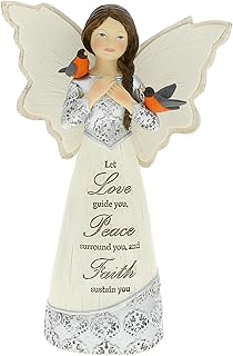 Pavilion Gift Company - Love Peace Faith - 5.5' Angel Figurine Love Guidance Peace Religion Faith Religious Faithful American Robins Home Decor