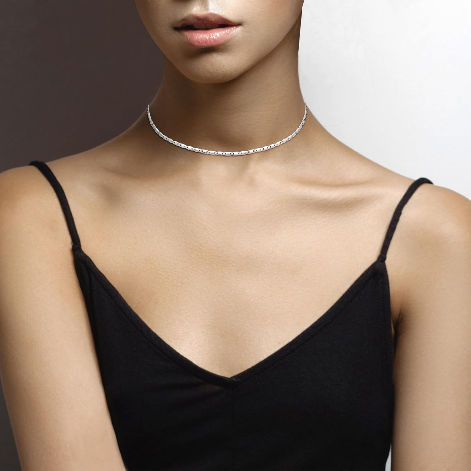 Miabella Italian 925 Sterling Silver Flat Valentino Mirror Link Chain Necklace for Women/Made in Italy - Image 3