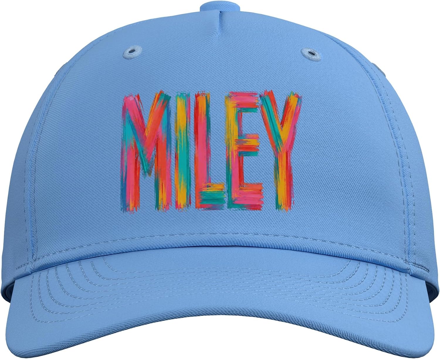 Miley First Name Colorful Brushstroke Letters Adjustable Baseball Hat image 2