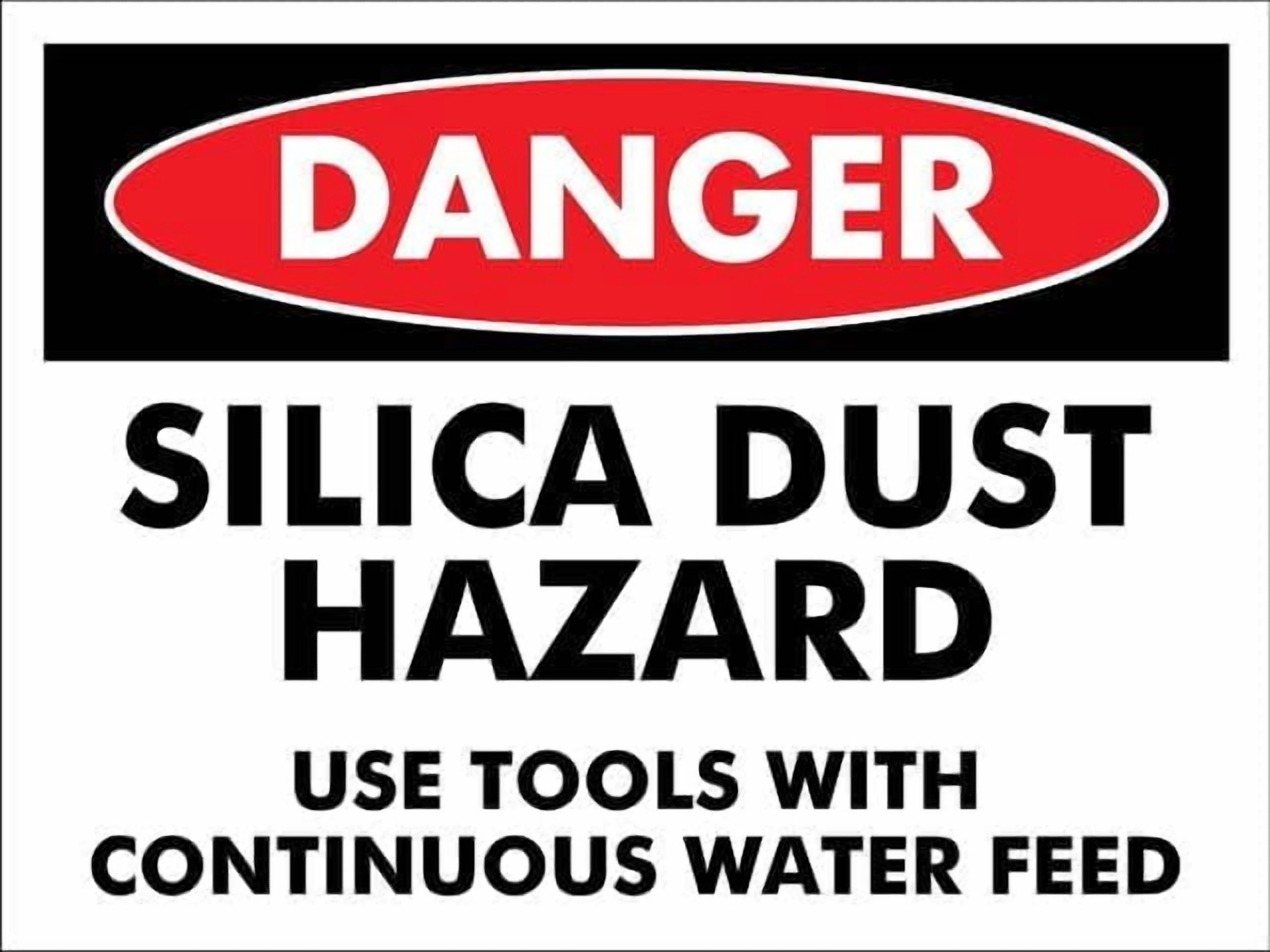 (2-Pack) Metal Tin Sign Danger Silica Dust Hazard Use Tools Sign Restriction Alert Attention Caution Warning Notice 8"X12" Sign Plate