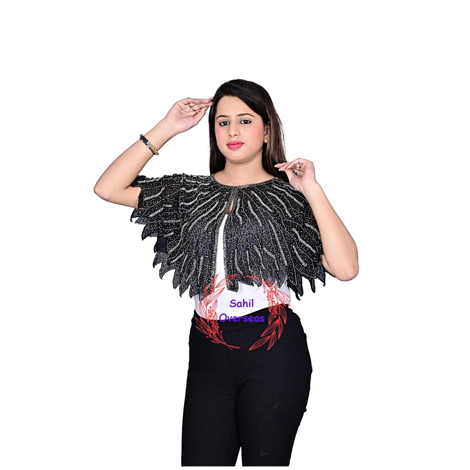 Women's Net Poncho Capes Shrugs Fully Embrodery-picture-52