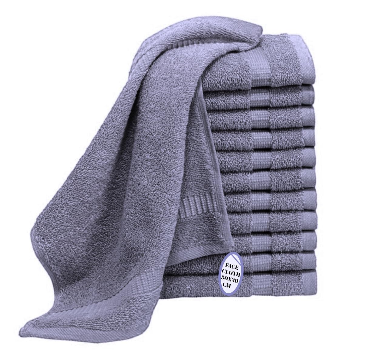 Paquete de 6, 12, 24, 36, 48, 72, 96 toallas faciales, 100% algodón egipcio, franela suave, para el gimnasio, desmaquillante, toalla para los dedos (12, gris carbón)
