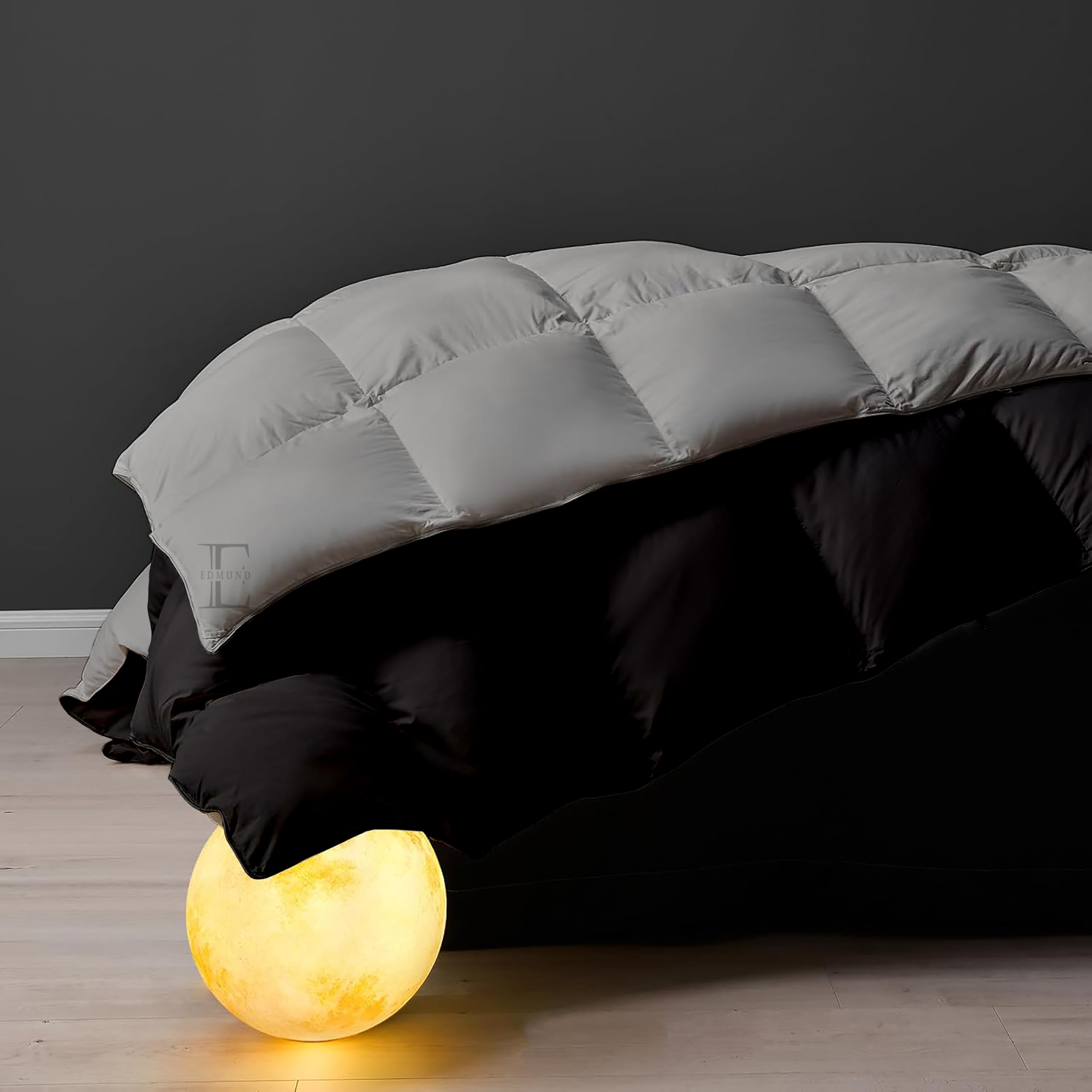 EDMUND - Winter Blanket 400 GSM Microfiber Duvet Reversible Comforter for Single Bed (60"x90") Comforter (90" x 60") Inches - 400 GSM Comforter | Black & Ash Grey 1